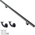 8FT Modern Aluminum Handrail Set, handrails for Indoor Stairs,Deck,Slope, Wall Mounted Staircase handrails, Zink Alloy Brackets Included,Rust Free. (Matte Black, 8 FT)