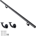 11FT Modern Aluminum Handrail Set, handrails for Indoor Stairs,Deck,Slope, Wall Mounted Staircase handrails, Zink Alloy Brackets Included,Rust Free. (Matte Black, 11 FT)
