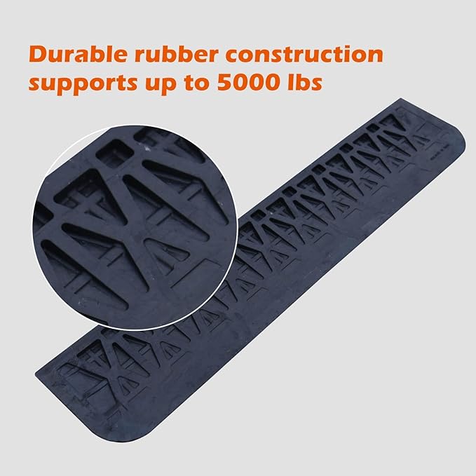 Rubber Wheelchair Threshold Ramp, 1"/1.5"/2"/2.5"/3"/3.5"/4" Rise Options, Wheelchair Ramp 7000Lbs Load Capacity, Non-Slip Textured Surface for Wheelchairs, Scooters (1.0" Rise-2Pack)