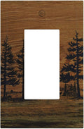 Decorative Outlet Covers Rustic Farmhouse Brown Board Pine Tree Wood Grain 1 Gang Rocker Light Switch Cover Plate Single Gfci Light Switch Covers Wall Plate for Bathroom Decor