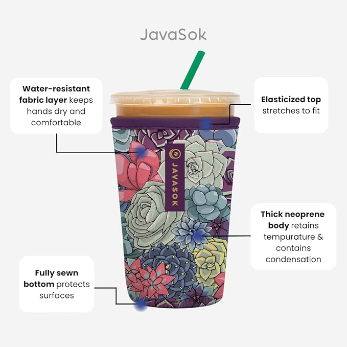 Sok It JavaSok Iced Coffee & Cold Soda Insulated Neoprene Cup Sleeve (Happily Ever After, Small: 16-20oz)
