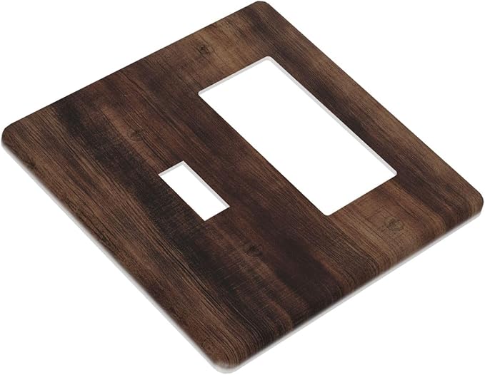 Decorative Outlet Covers Rustic Farmhouse Brown Wood Barn Door 2-Gang Combo Light Switch Cover Plate Single Toggle/Rocker Wall Plate Plug Switch Plate Covers for Bathroom Decor