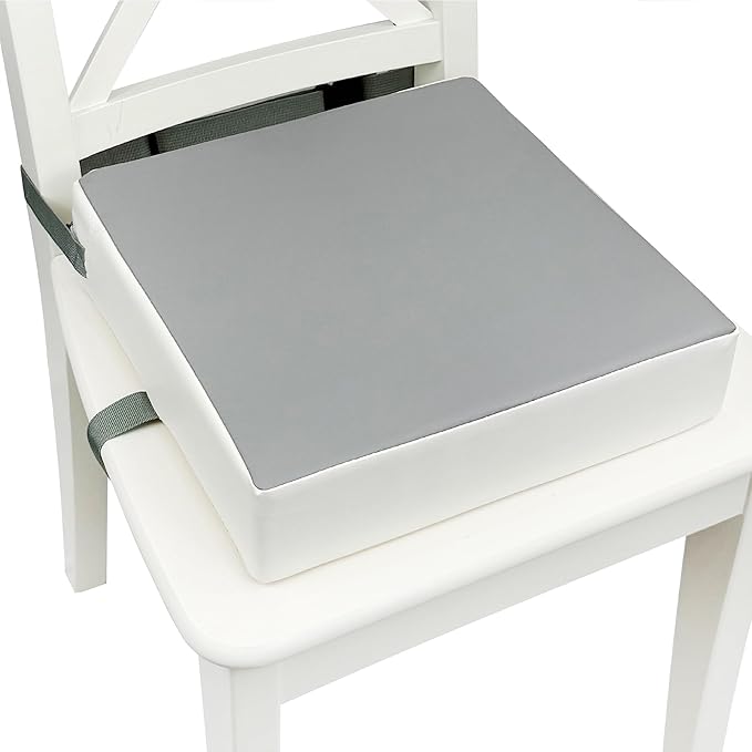Toddler Booster Seat for Dining Table,Portable Kids Booster Seat - PU,Adjustable, Non-Slip, Lightweight & Easy to Clean (Grey)