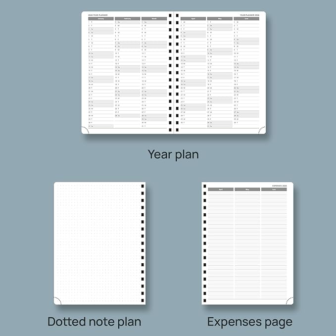 POPRUN 2026 Planner (Medium - 6.5'' x 8.5'') with Hourly Schedule, Vertical Layout - 2026 Weekly Calendar (Jan. 2026 - Dec.2026) for Time Management, Monthly Tabs, Spiral Bound, Soft Cover - Burgundy Red