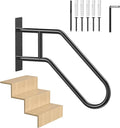 Handrails for Outdoor Steps, U-Shaped Stair Railing Indoor,1-3 Step Porch&Deck Railing, Wall Mount Outdoor Hand Rail,Grab Bars Elderly,Safety Handrails for Kids, Pregnant Women, Disabled