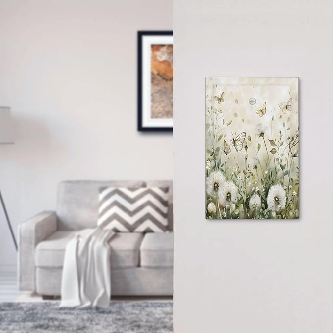 Dandelions Butterflies Watercolor Wildflowers Floral Light Switch Cover Plate 1 Gang No Device Blank Electrical Wall Plates Faceplate Decorative Switch Plate Covers for Bedroom Living Room Decor