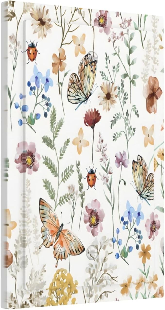 Boho Multicolor Flower Butterfly Insect Floral Light Switch Cover Plate 1 Gang No Device Blank Electrical Wall Plates Faceplate Decorative Switch Plate Covers for Bedroom Living Room Decor