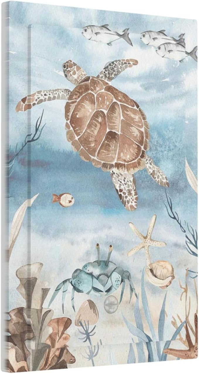 Light Switch Cover Plate Sea Turtle Coral Reef Nauticaltheme 1 Gang No Device Blank Electrical Wall Plates Faceplate Decorative Switch Plate for Kids room Bathroom Decor