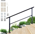 DIYHD 6 Step Handrail for Outdoor,Powder Coated Iron Stair Railing,Black Hand Rails for Indoor, Porch,Deck,1 Pack