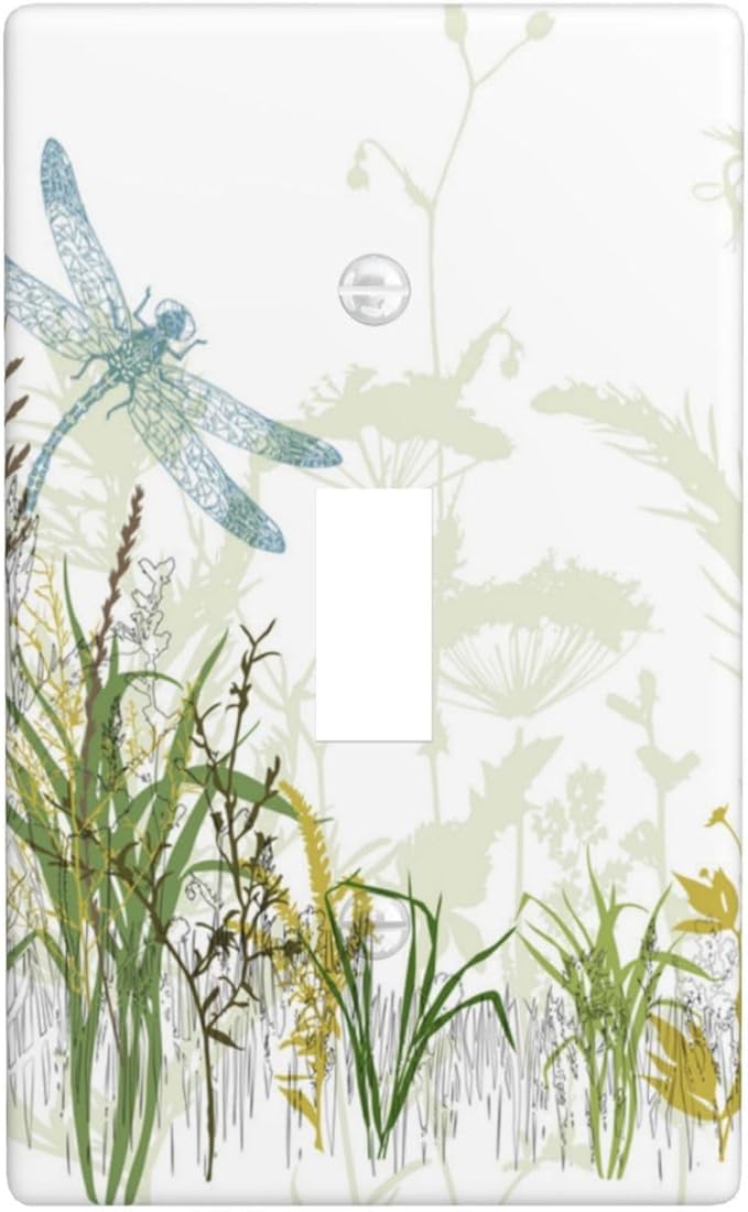 Wild Flower Dragonfly 1 Gang Toggle Light Switch Cover Plates Decorative Electric Outlet Covers Decorator Wall Switch Plate Receptacle Plug Covers 4.5 * 2.76 Inches