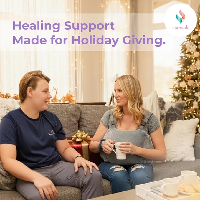 Zomaple Bedsore Pressure Relief Pillow, Grey – Offload Pressure to Prevent Bed Sores & Ease Turning – 30° Positioning, Cooling Gel Top, 2 Non-Skid Removable Covers – Knee Wedge Pillow Versatility