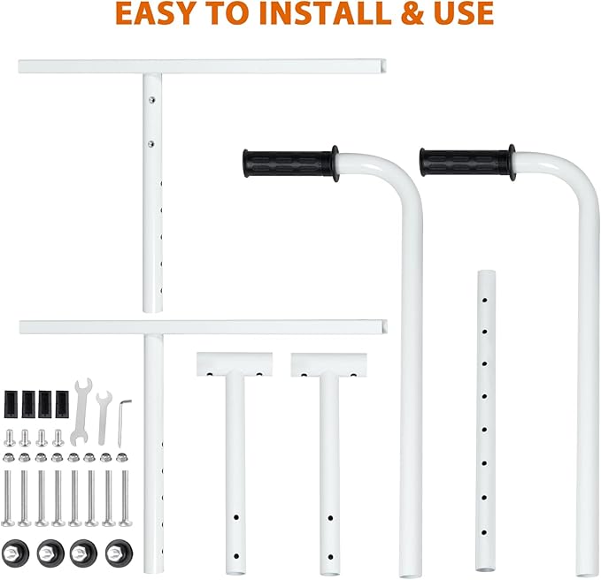 Heavy-Duty Adjustable Stand Assist Aid for Elderly - 500 lbs Capacity, Portable Sit-to-Stand Lift Assist for Couch, Chair & Bed - Non-Slip Covers, Easy Assembly, White