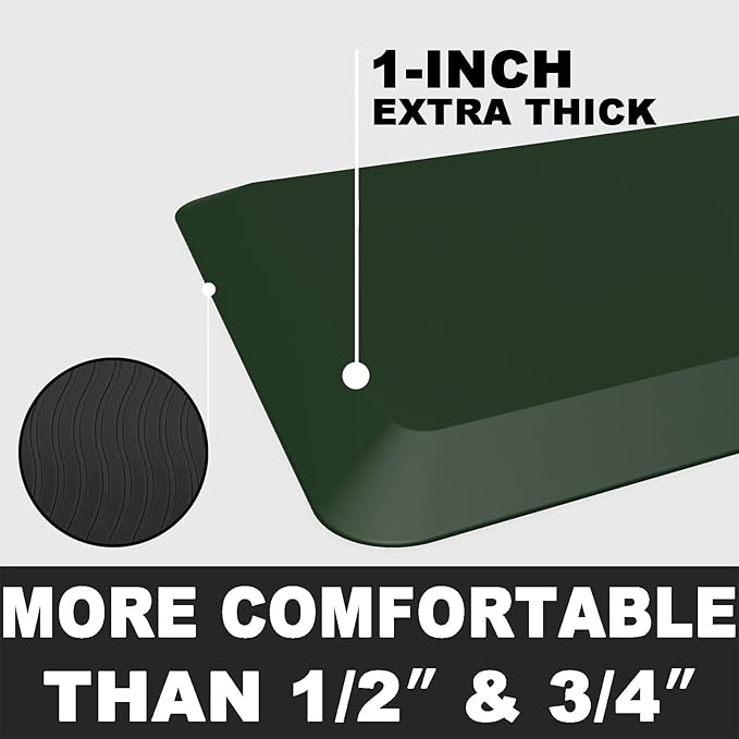 1" Extra Thick Anti Fatigue Floor Mat 30" L x 20" W,Kitchen Mat, Standing Desk Mat,140D Advanced PU Foam Ergonomic Comfort at Home, Office, Garage, Sink (Green)