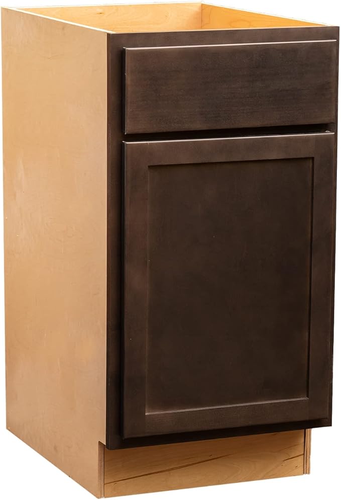 Quicklock RTA (Ready-to-Assemble) | Base Kitchen Cabinets - Shaker Style | Made in America (Espresso Stain, 15" Wx34.5 Hx24 D Base)