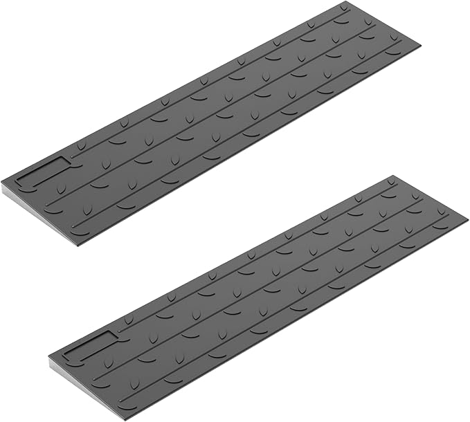 OrangeStar Heavy Duty Rubber Threshold Ramp, 1" Rise Wheelchair & Scooter Ramp with Cord Channel, Non-Slip Angled Entry for Doorways, Steps & Garages, 2200 LBS Capacity, 2-Pack (Black, 36" Length)