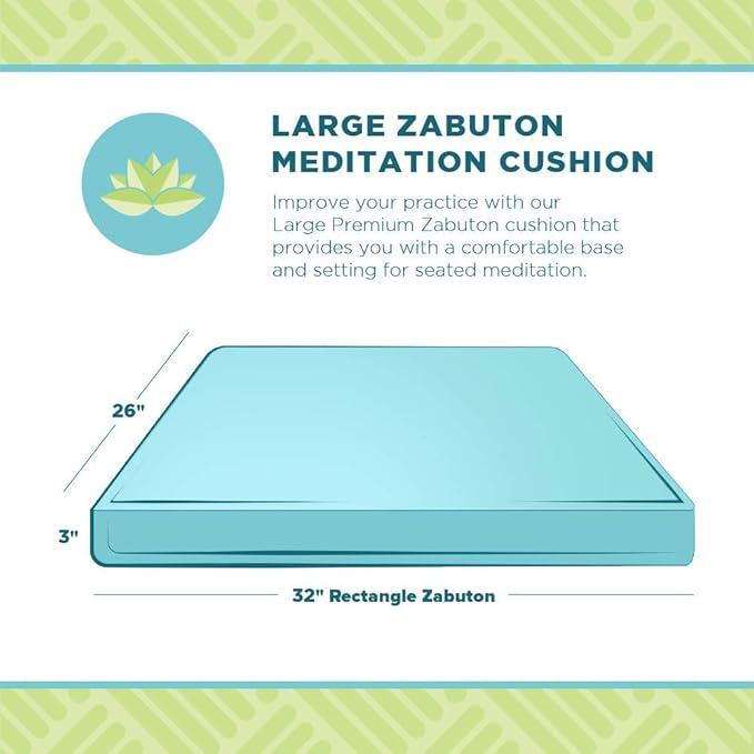 Zabuton Meditation Cushion for Workout - Supportive Yoga Floor Seat Cushion for Comfort & Posture Support - Natural Washable Cotton Fill kneeling Pad - Made in USA - Premium 32x26x3, Black