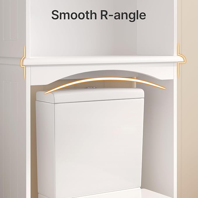 Gizoon Over The Toilet Storage Cabinet, Over Toilet Bathroom Organizer, Bathroom Storage Cabinet with Adjustable Shelf, Anti-Tip Device, Freestanding Space Saver Over The Toilet Shelf, White