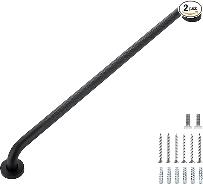 Grab Bars for Shower, 2 Pack 32-Inch Anti Slip Shower Handles for Elderly, Safety Shower Grab Bar, Stainless Steel Handicap Grab Bars for Bathroom (Black 1" Diameter)