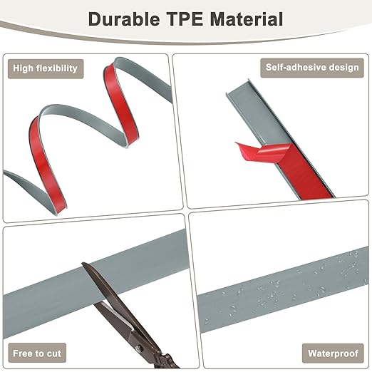 U-Shape Edge Banding, 0.98 Inch x 32.8 FT Self Adhesive Rubber Edge Trim Flexible TPE Corner Protector for Desk/Shelves/Furniture/Countertop/Table/Cabinet/Plywood [Gray]