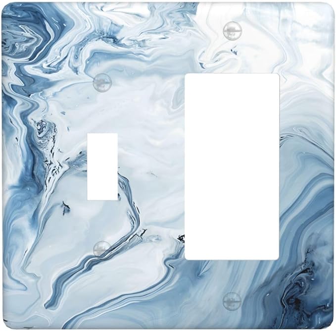 Light Blue Marble Texture Abstract Print Outlet Covers 1 Toggle 1 Rocker Combination Decorative Wall Plate Electrical Switch Plates Light Switch Cover Plate for Bathroom Kitchen Home Decor