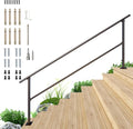 DIYHD 9 Step Handrail for Outdoor,Powder Coated Iron Stair Railing,Black Hand Rails for Indoor, Porch,Deck,1 Pack