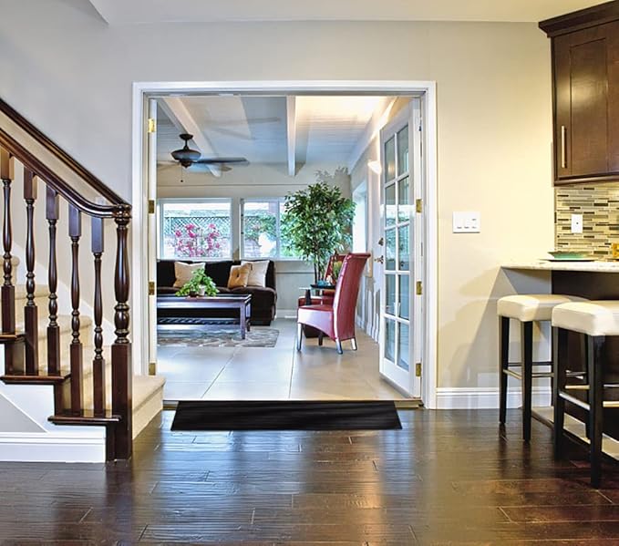 0.6'' Rise Solid Rubber Wheelchair Ramp,Threshold Ramp Used for Thresholds,Doorways and Bathroom (High:0.6 Inch(Pack of 1)) Black