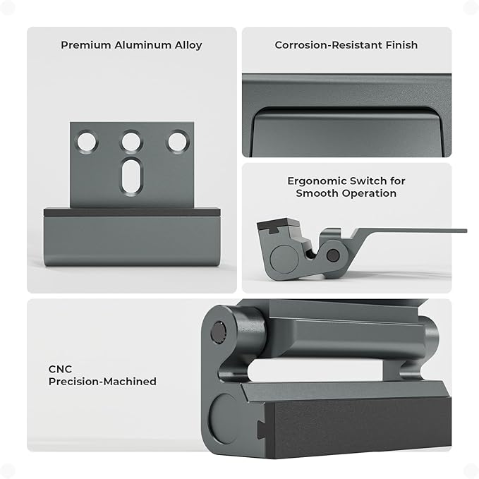 5Pack Home Security Door Reinforcement Lock, Childproof Safety Door Lock Latch Inside Stopper, Add High Security to Prevent Home Unauthorized Entry, Aluminum Construction Finish Grey