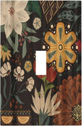 Boho Floral Tropical Leaves Single Toggle Artistic Light Switch Covers Decorative Bohemian Flowers Botanical 1 Gang Wall Plates Cover Electrical Device Switchplate for Country Bathroom Decor