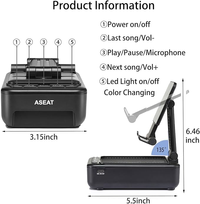 Gifts for Men Him, Cell Phone Stand with Bluetooth Speaker&Led Color Changing Light, Unique Gifts for Women Dad Her Husband, Cool Tech Gadget Wireless Speaker, Birthday Gifts for Men, Ideal Gifts