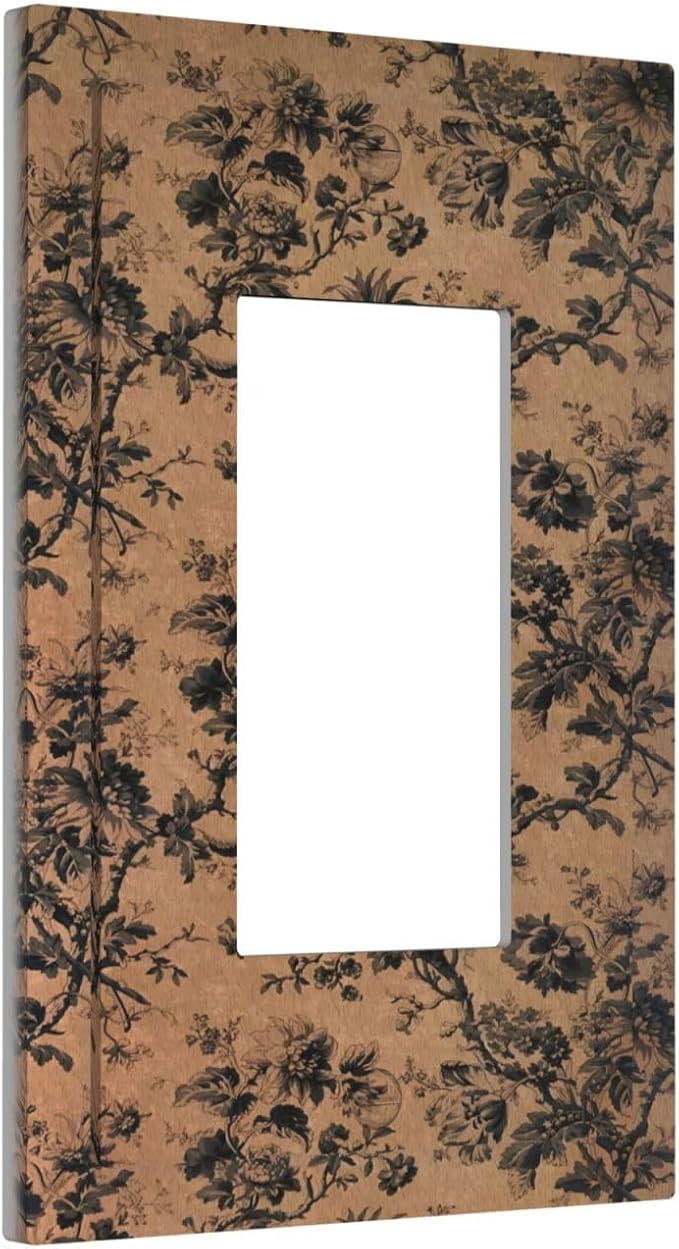 Decorative Outlet Covers Vintage Floral Botanical Brown Background 1 Gang Rocker Light Switch Cover Plate Single Gfci Light Switch Covers Wall Plate for Bathroom Bedroom Decor