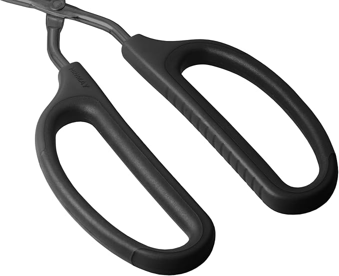 Stainless Steel Scissor Tongs 12" and 16" Set, Extra Long Metal Kitchen Tongs for Cooking, Grilling & Serving (Set of 2, Black)