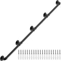 13FT Industrial Stair Railing Wall Mount Staircase Handrail φ1.3 Pipe Hand Rail for Steps Grab Bar Foot Rail Vintage Pipe Railing Black Deck Handrail for Outdoor Indoor Stairs Porch