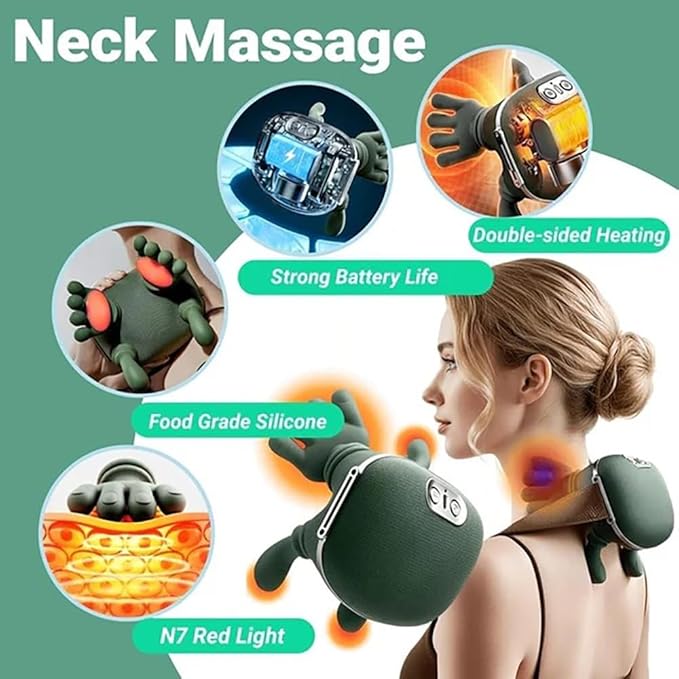 Neck Massager for Pain Relief Deep Tissue, 4D Kneading Massage, Quiet & Portable Lightweight, 3-Speed Adjustment, Cordless Neck and Shoulder Massager with Heat, Electric Hand Massager for Muscle