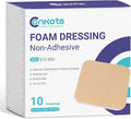 Conkote 10 Pack Foam Dressings Sterile Non-Adhesive Pads for Exudating Wounds 4"x4", FSA or HSA Highly Absorbent Waterproof Dressings for Wound Care, Ulcers, Post Op Trauma, Injuries, Burn