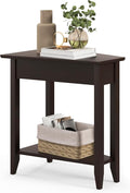 Giantex Wedge End Table, Triangle Side Table with Storage Shelf and Solid Wood Legs, Recliner Table, 24.5" Tall Nightstand, Modern Narrow Accent Table for Small Space Living Room, Espresso