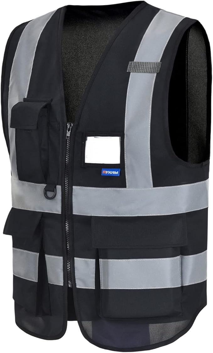 Black safety vests reflective
