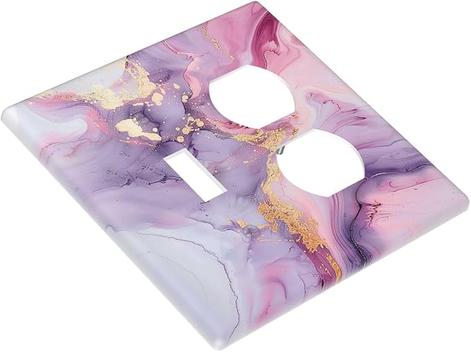 Wallplates Pink Marble Abstract Purple Gold Texture 1 Toggle 1 Duplex Switch Plate Electrical GFCI Faceplate Decorative Light Switch Covers for Bathroom living Room Decor