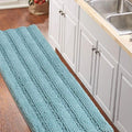 Turquoize Non Slip Shaggy Chenille Microfibers Bathroom Rug Aqua Haze Mat - Extra Long 59 x 20, Super Water Absorbent & Soft Washable Kitchen Rugs and Mats