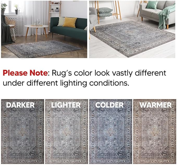 Keen Home Design 2x7 Rug - Machine Washable Runner Rug with Non-Slip Backing, Ideal for Hallway, Entryway, Kitchen, Laundry Room - Vintage, Easy Clean, Durable, Low Pile Rug - (2'6" x 7')