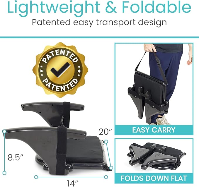 Vive Seat Lifter Chair Assist for Elderly & Adults - Patented Portable Sit to Stand Lift Device for Seniors - Stand Assist Aid & Support - Cushioned Transfer & Mobility Aid - Supports 250 pounds