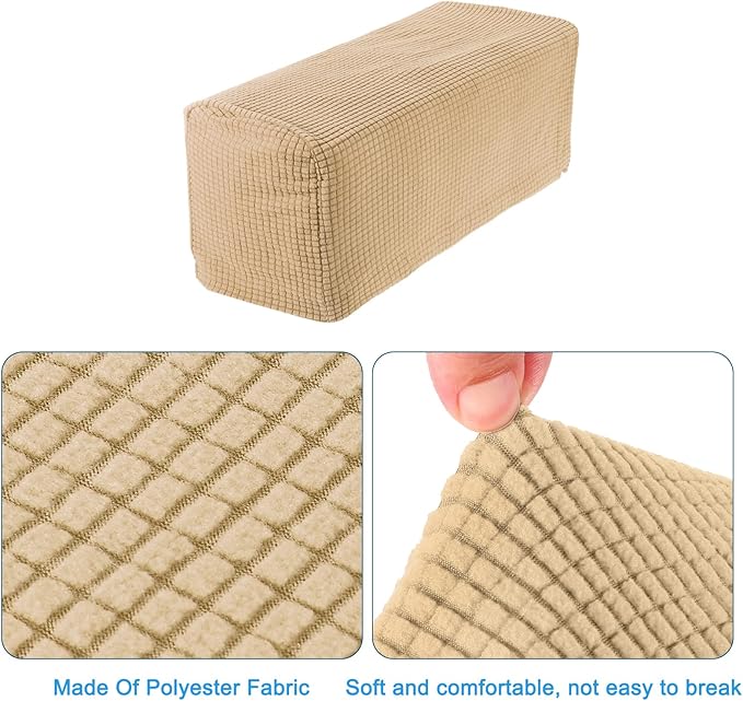 uxcell 2pcs Stretch Armrest Covers for Chairs/Sofas, Couch Arm Covers with Twist Pin, Furniture Protector Slipcovers Khaki
