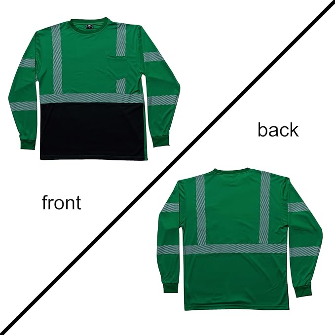 VENDACE 3pcs Safety T Shirts Reflective High Visibility Hi Vis Long Sleeve Construction Work Shirts for Men Class 3