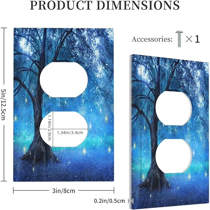 Outlet Covers Fantasy Fairy Tree In Mystic Forest 1 Gang Duplex Light Switch Cover Plate Decorative Wall Plates Electrical Switchplate Receptacle Cover for Bathroom Bedroom Decor