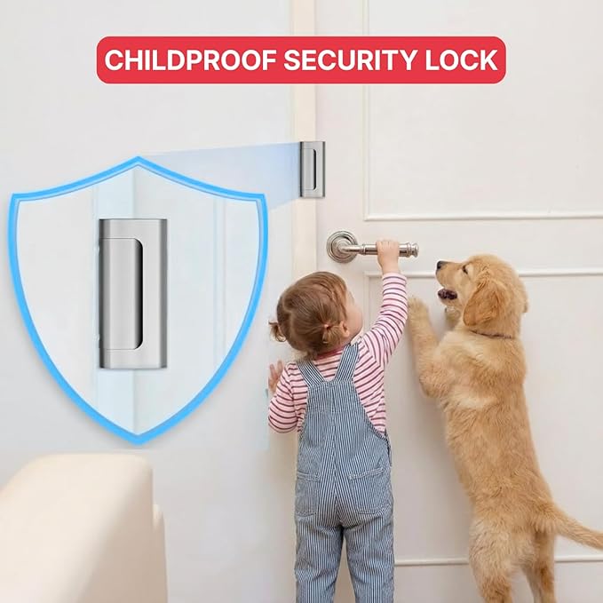 Door Reinforcement Lock - Home Security Child Proof Door Lock withstands 800 lbs, for Inward Swinging Doors, Door Locks for Kids Safety, Prevents Unauthorized Entry, Home Defense, 2-Pack