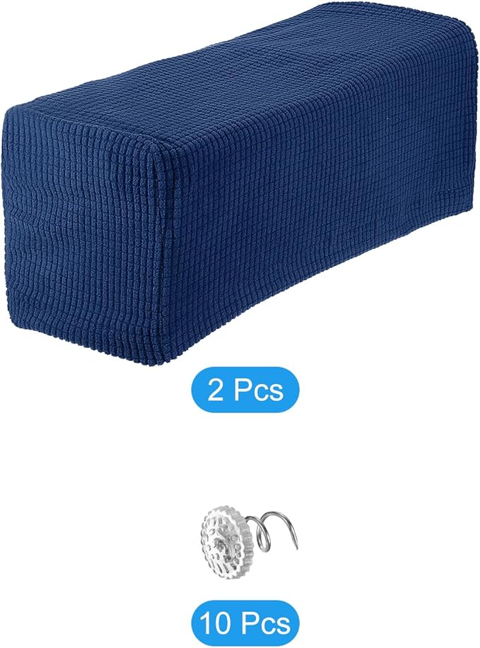 uxcell 2pcs Stretch Armrest Covers for Chairs/Sofas, Couch Arm Covers with Twist Pin, Furniture Protector Slipcovers Navy Blue
