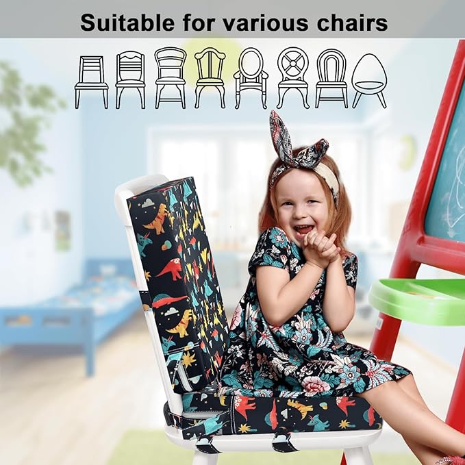 Booster Seat for Dining Table - 2Pcs Toddler Booster Seat for Dining Table Adjustable Safety Belts & Non-Slip Bottom, PU Waterproof Easy Cleaning Booster Chair Cushion with Different Height for Eating