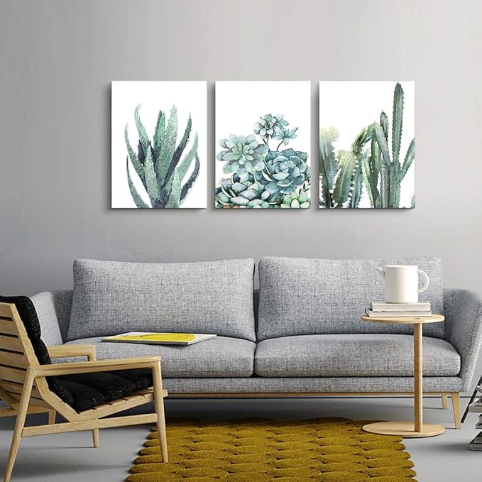 Canvas Wall Art For Living Room Bathroom Wall Decor For Bedroom Kitchen Artwork Canvas Prints Green Plant Flowers Painting 20" X 28" 3 Pieces Modern Framed Office Home Decorations Family Picture