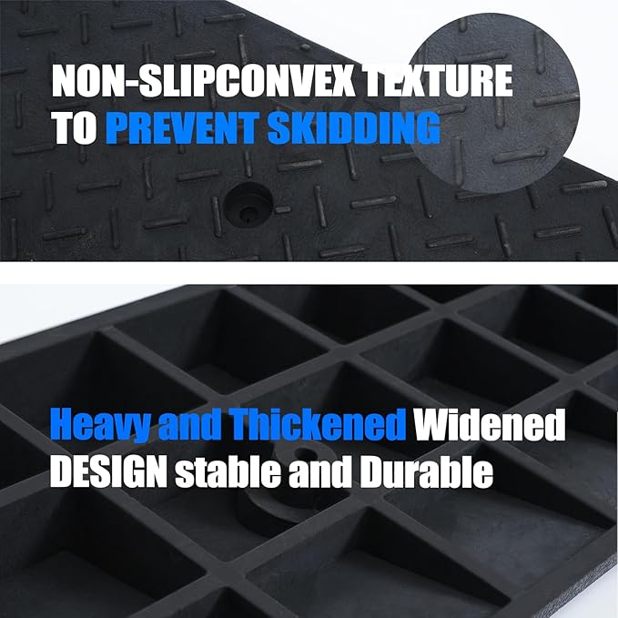 2 Pack 5'' Rise Rubber Curb Ramp Heavy Duty Loading Rubber Curb Ramps 3 Tons Driveway Ramp Car Slope Ramp for Loading Dock Bike Vehicle Warehouse Sidewalk Wheelchair (5" H)