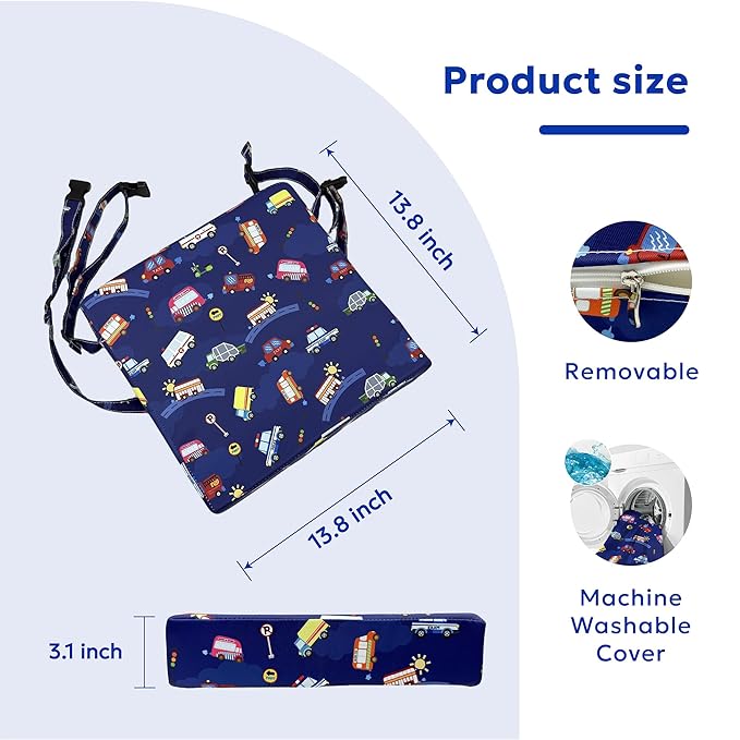 Toddler Booster Seat for Dining Table,Portable Kids Booster Seat - Adjustable, Non-Slip, Lightweight & Easy to Clean (Dark Blue)