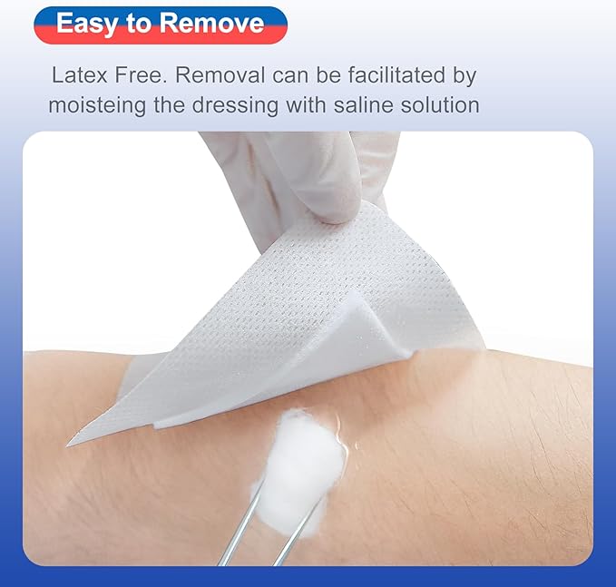 50 Count Adhesive Gauze Island Dressing 4" x 4", Water-Resistant Wound Dressing, Sterile & Absorbent Medical Grade Dressing Pad First Aid Dressing Pads